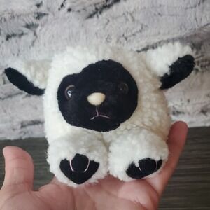 Vintage 1997 Lizzy Puffkins Lamb Black White Plush Stuffed Animal Sheep Swibco